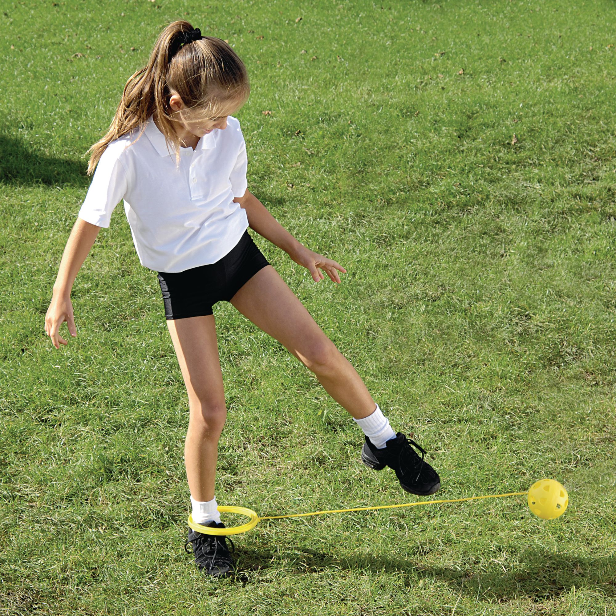 Child playing with ankle skip