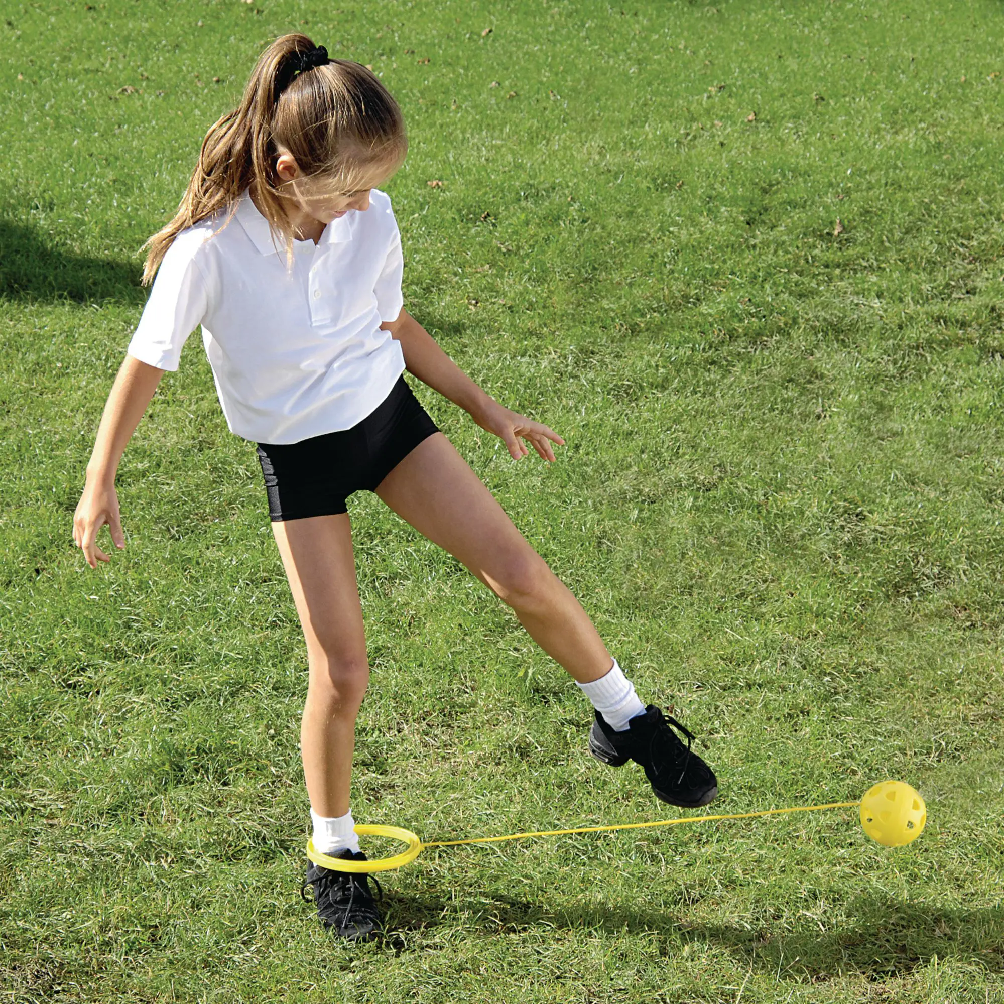 Child playing with ankle skip