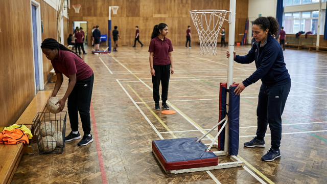 setting up for netball