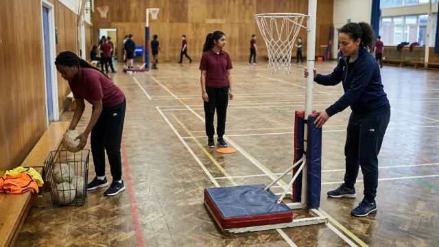 setting up for netball